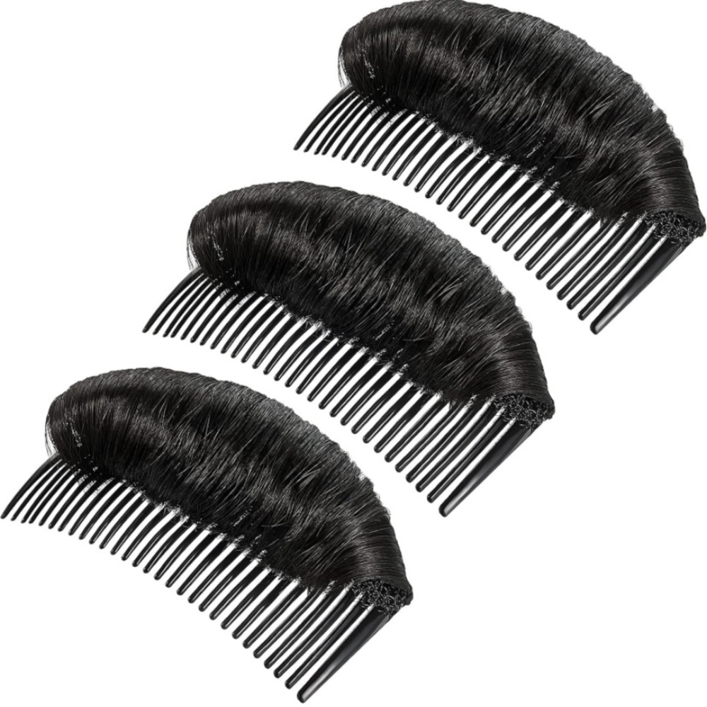 3 Pieces Hair Bun Invisible False Hair Clip (Black)